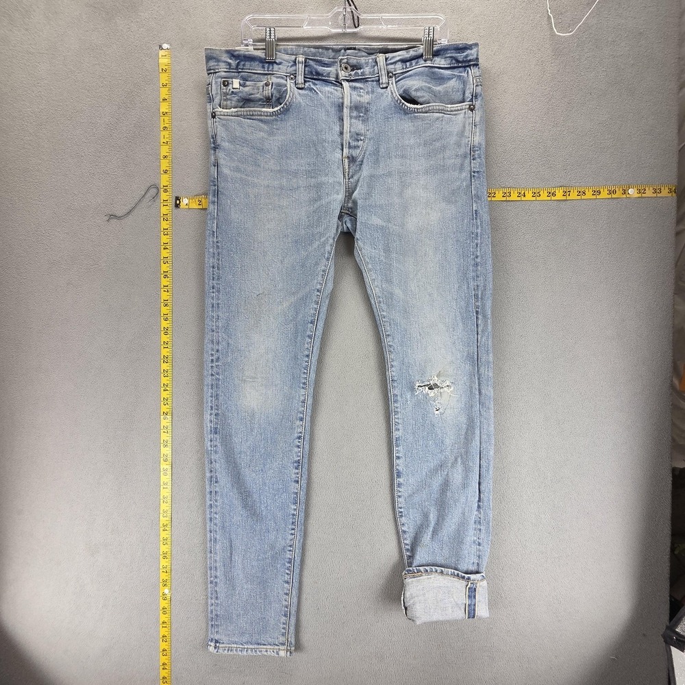 Edwin Jeans Mens 33x32 Blue Selvedge ESC32M Made in Japan Light Wash Button Fly